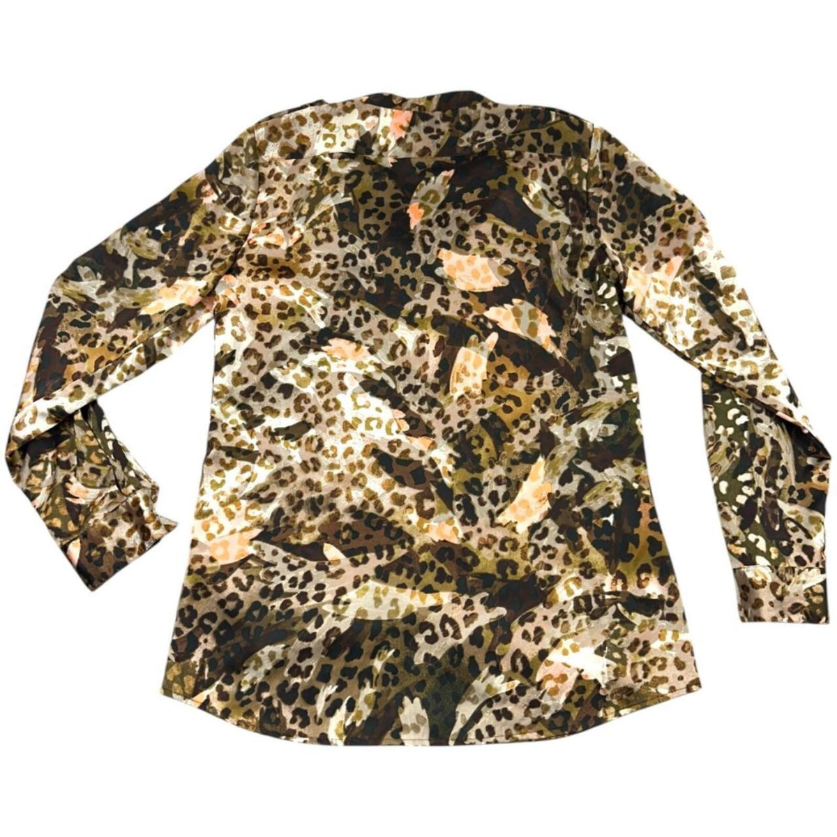 Calvin Klein Brown Cream Leopard Print Long Sleeve Button Down