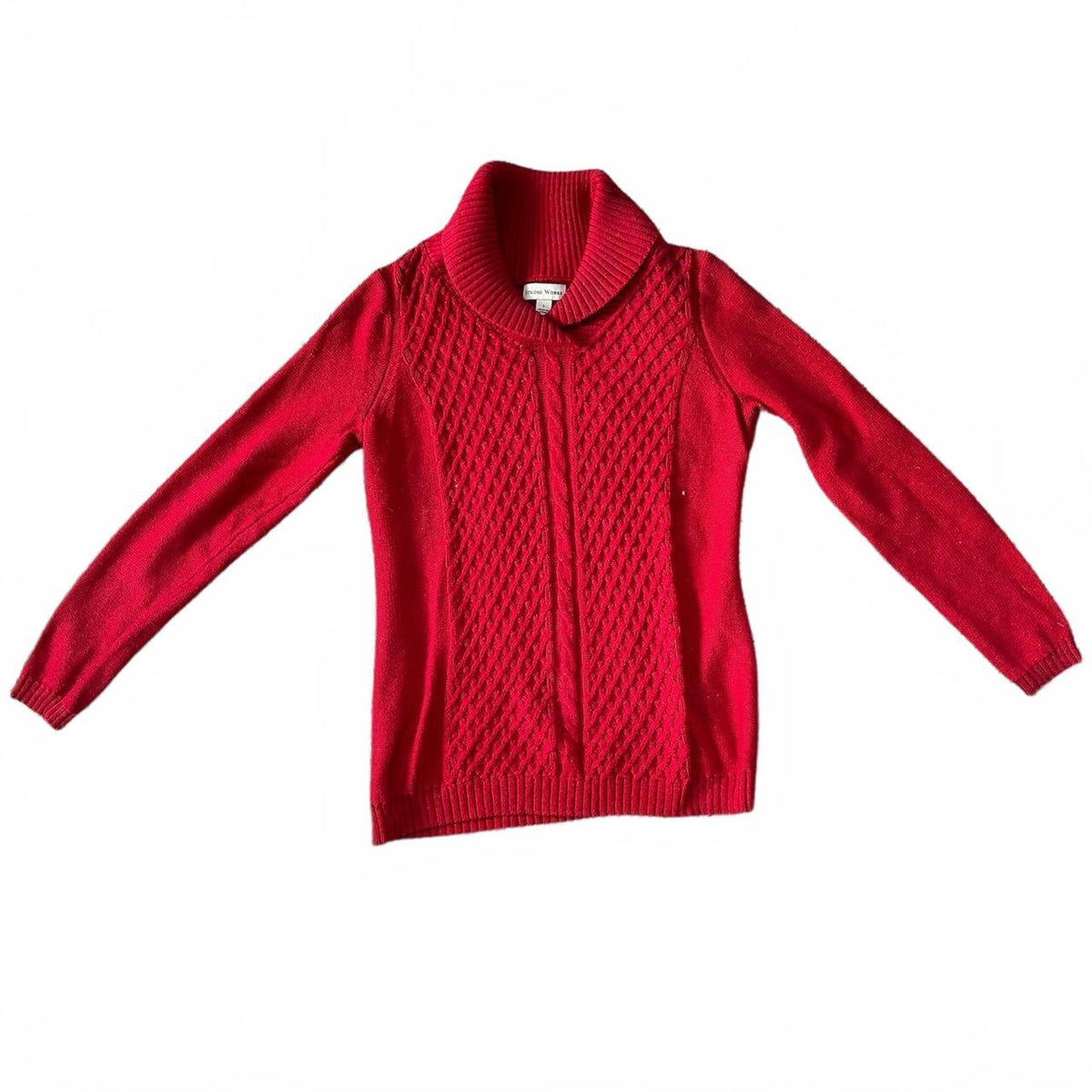 Studio Works Red Turtleneck Sweater Relaxed Fit Preppy Casual Knitwear