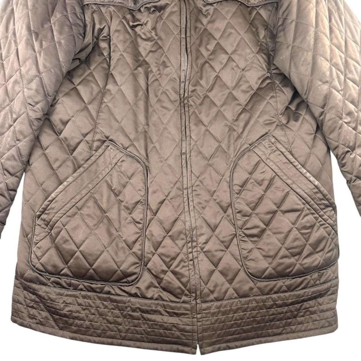 Jones New York Dark Brown Diamond Quilted Jacket Classic Preppy