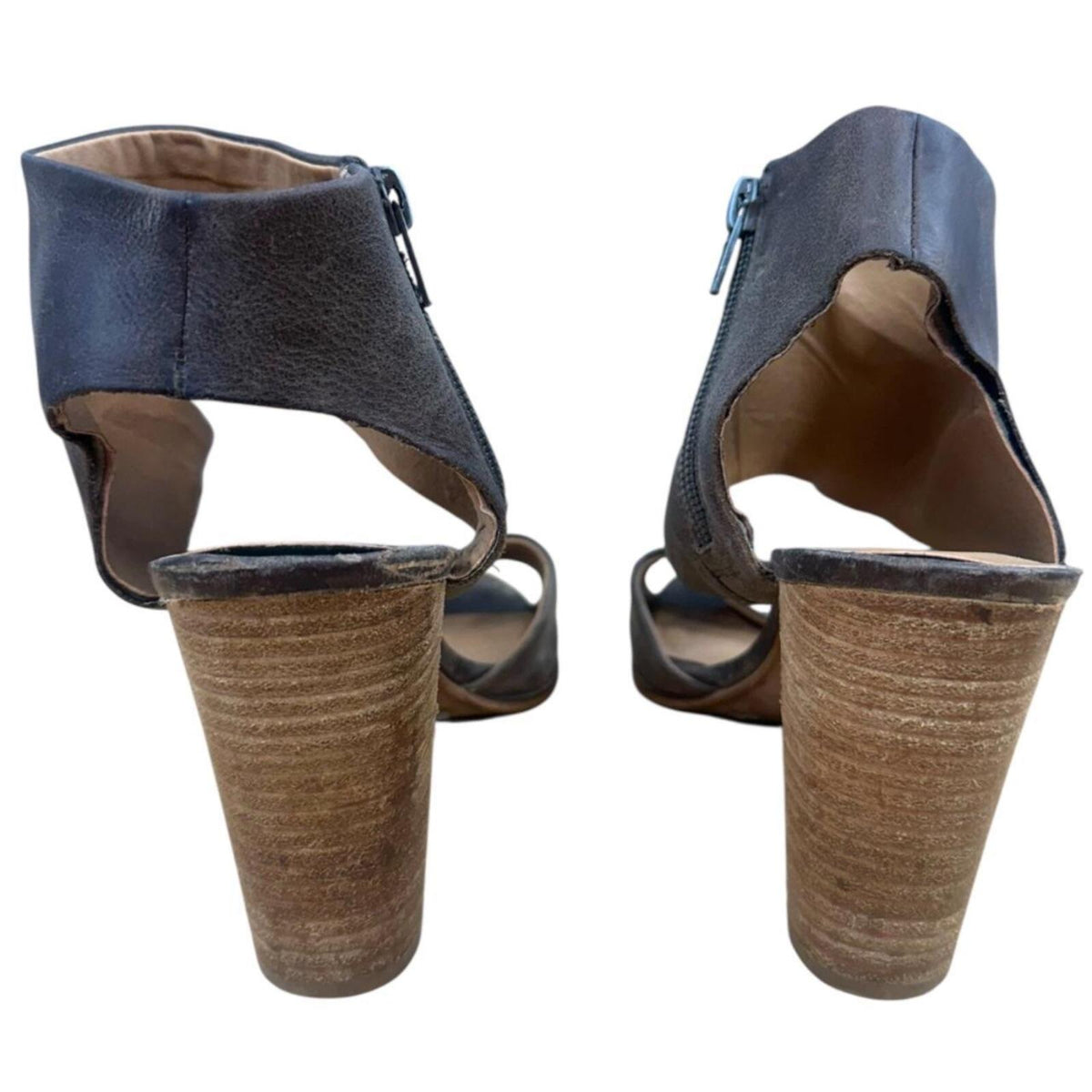 Lucky Brand Jaylin Ankle Cuff Sandals Brown Taupe Distressed Leather Block Heel