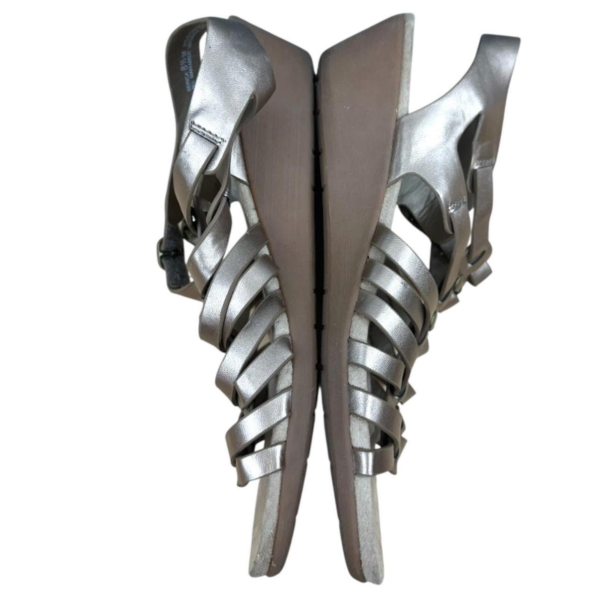Yuu Strappy Gladiator Wedge Sandals Silver Gray Bohemian Fairy