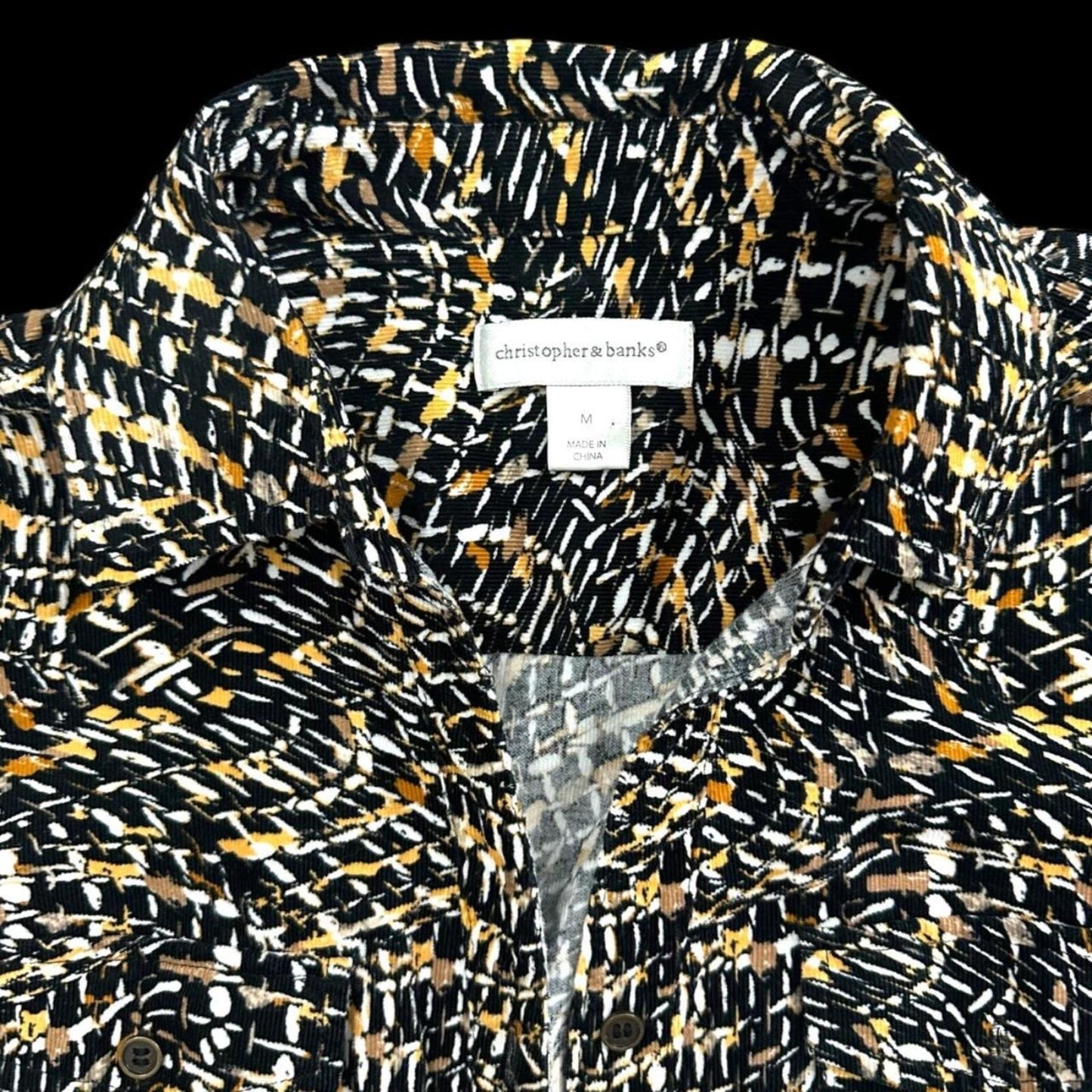 Christopher & Banks Button Front Jacket in Abstract Black White & Gold
