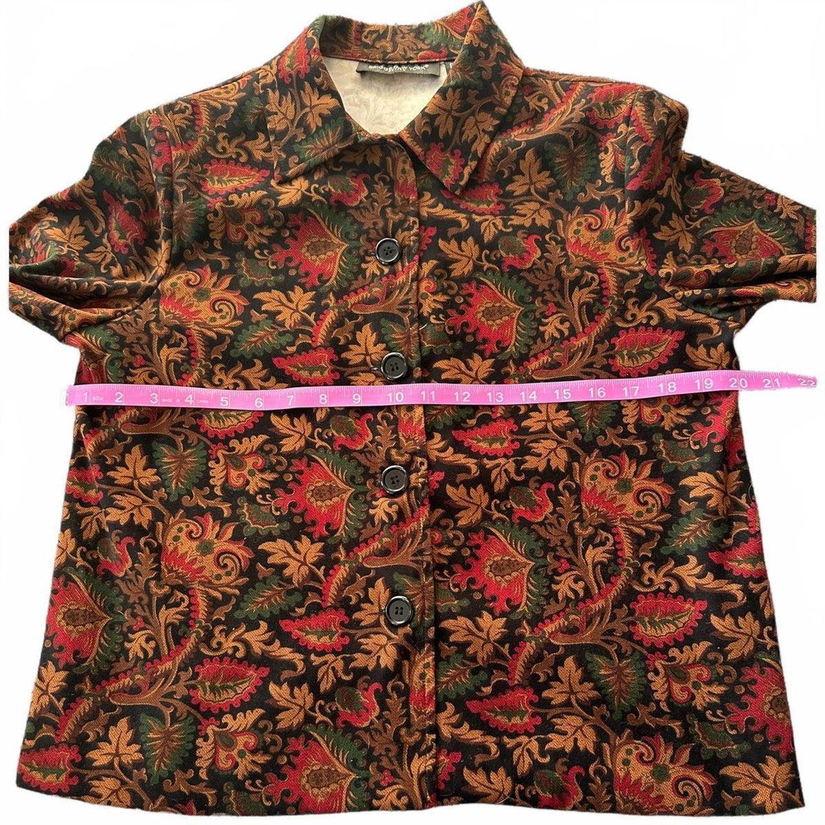 Briggs New York Vintage Black Red Green Paisley Button Up Shacket Jacket Punk