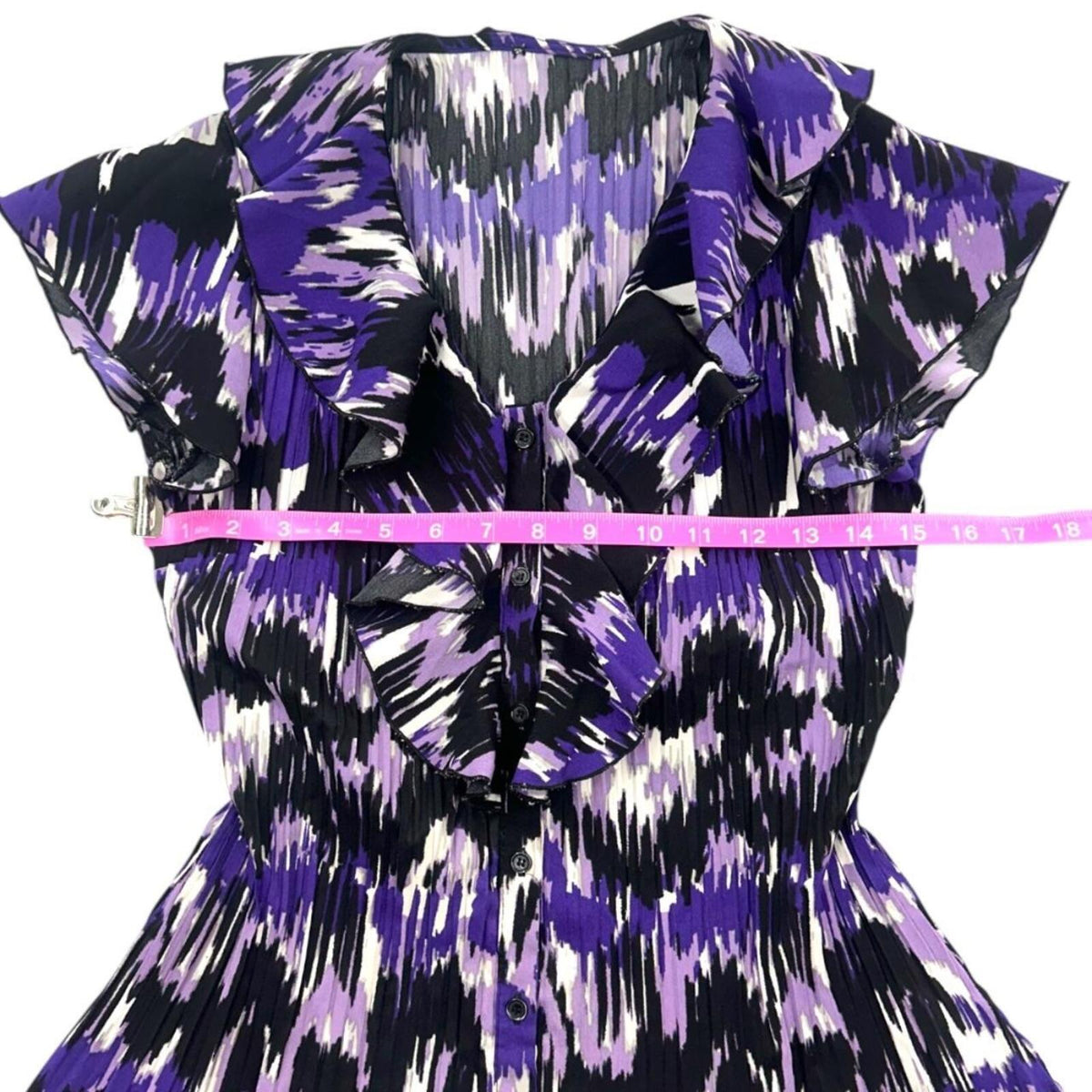 Y2K Abstract Print Ruffled Short Sleeve Blouse