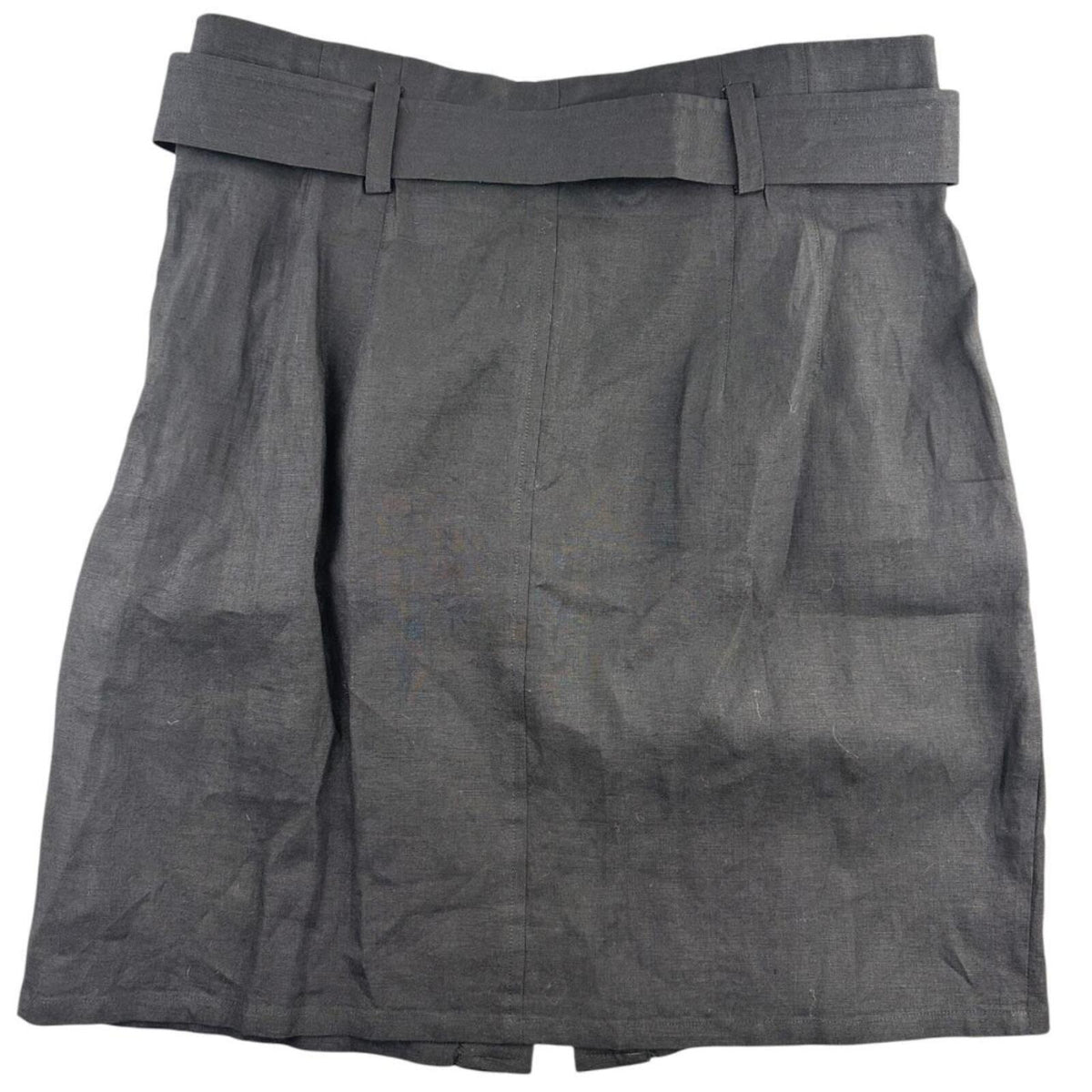 DKNY High Waisted Linen Skirt Black Button Front Belted Waist Y2K
