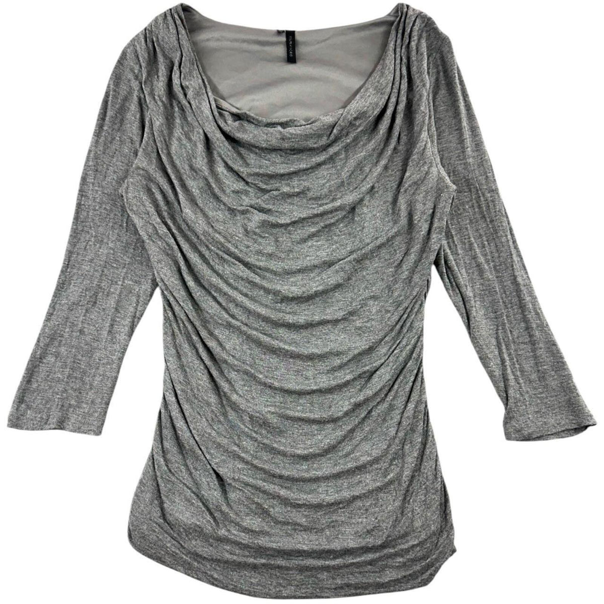 Maurices Heather Grey Cowl Neck Ruched Top Women's Y2K Office