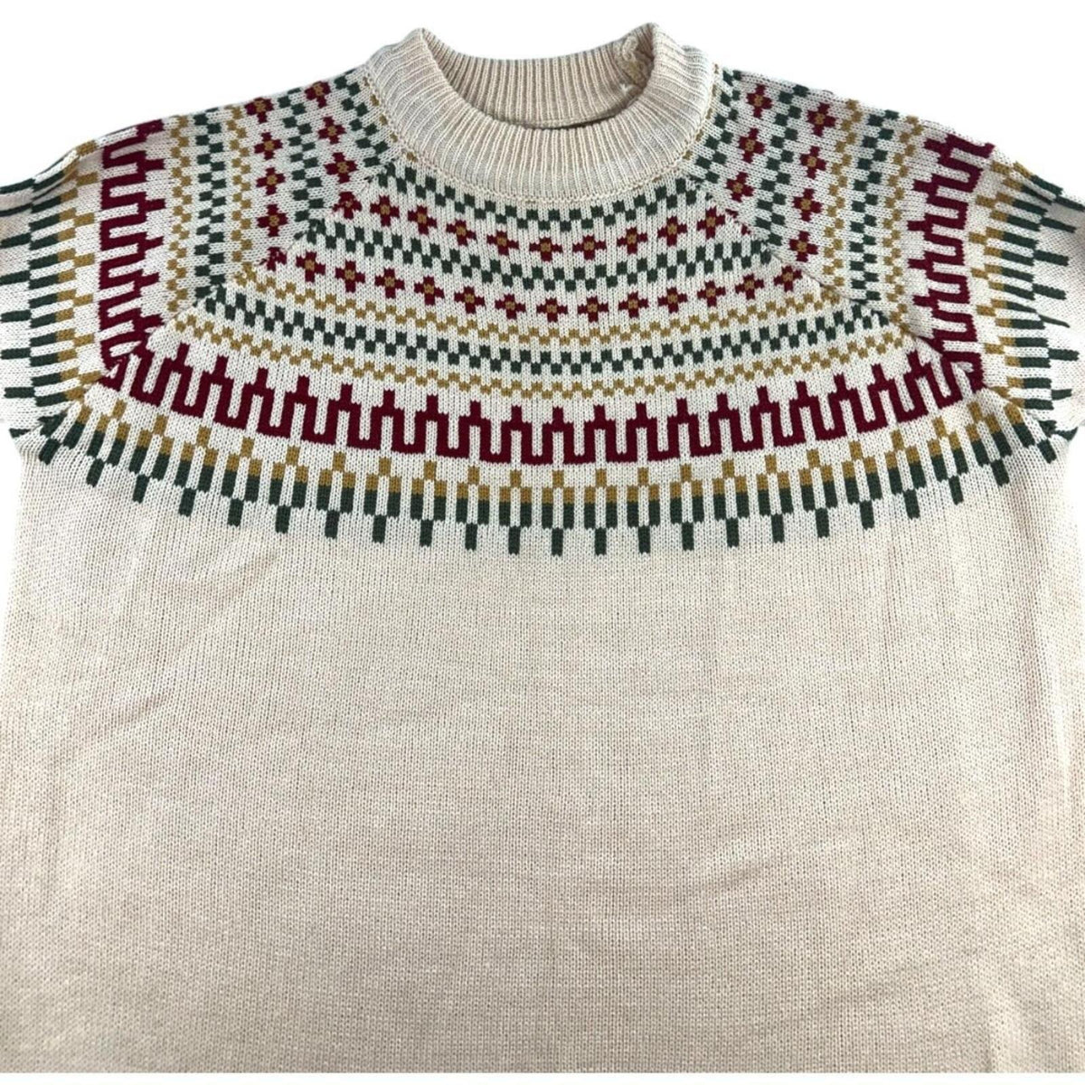 Cream Nordic Pattern Sweater Bohemian Casual Preppy Style