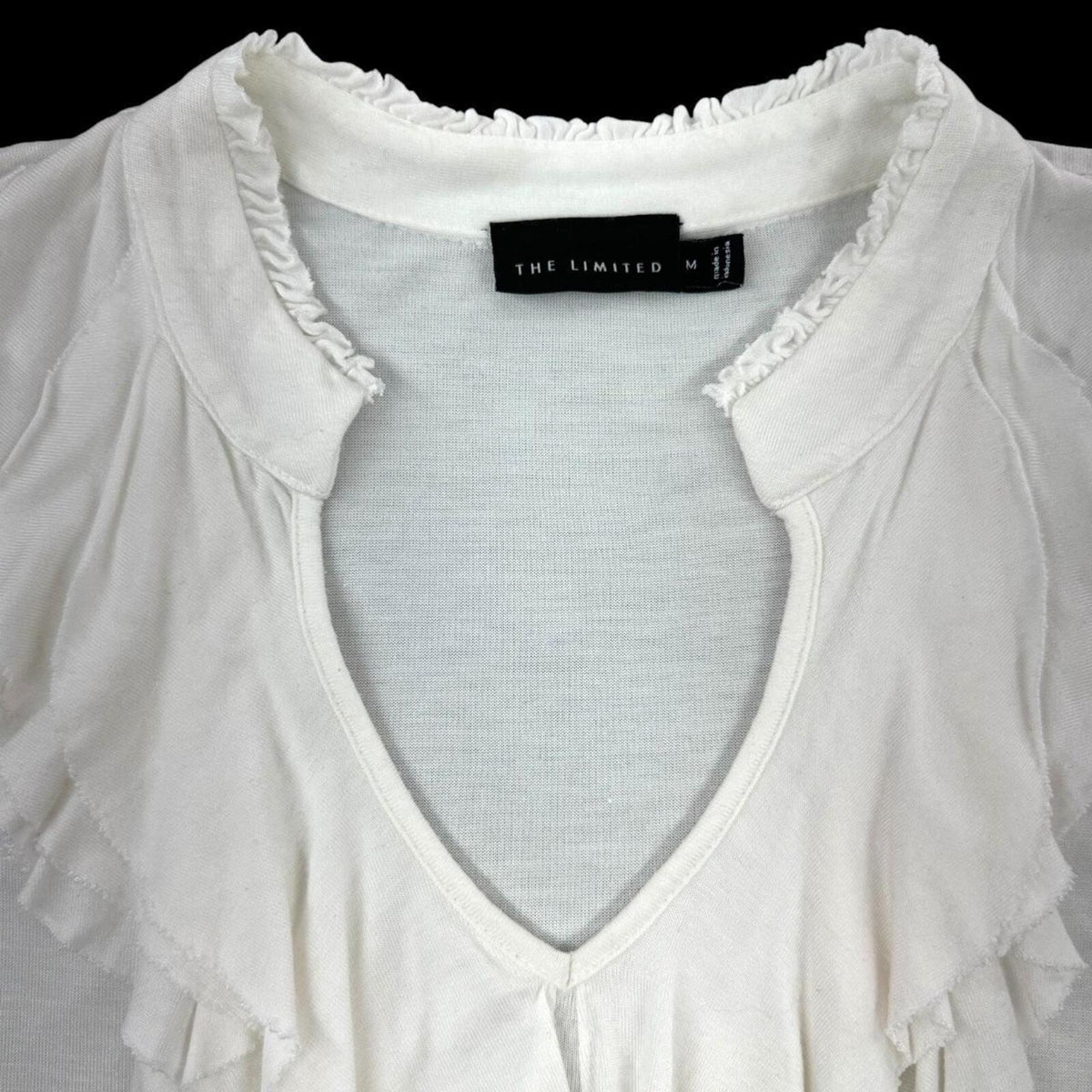 The Limited White Sleeveless Ruffle Blouse Y2K Office Siren Coquette Girl
