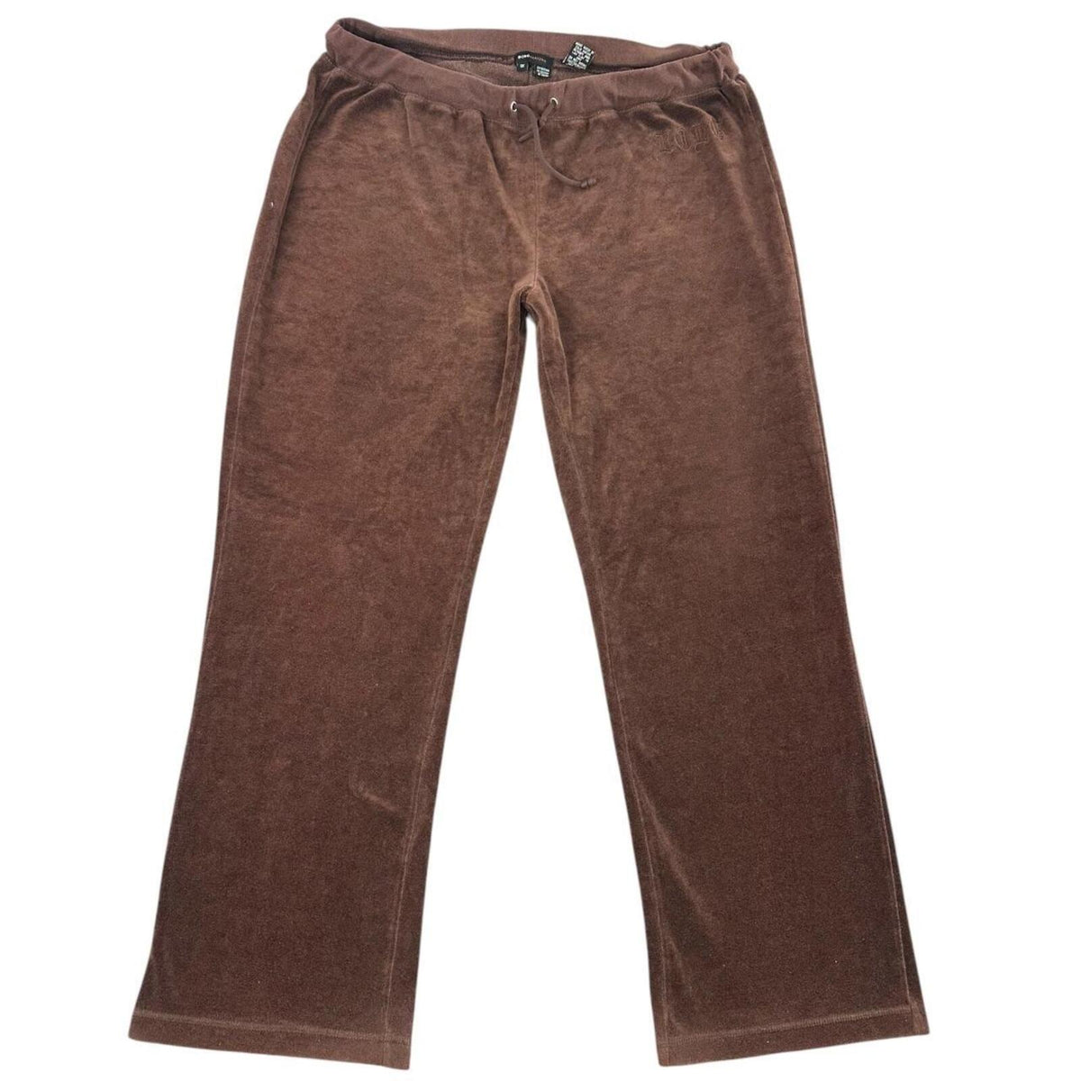 BCBGMAXAZRIA Chocolate Brown Velour Wide Leg Track Pants Y2K Loungewear Retro