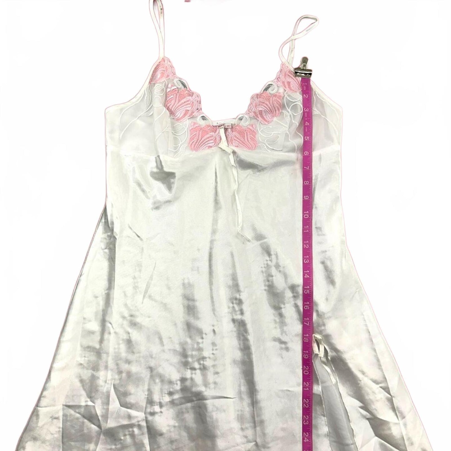 Mia Mia White Lace Trim Slip Dress Elegant Loungewear Coquette Girl