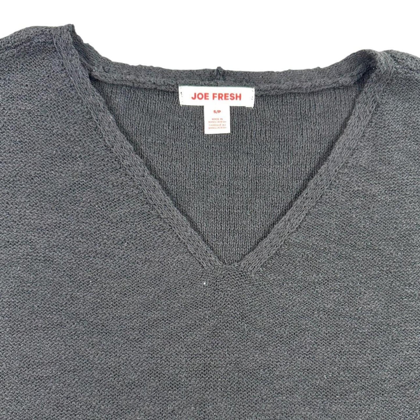 Joe Fresh Black Knit Top V Neck Cap Sleeve Sweater Vest Minimalist Y2K