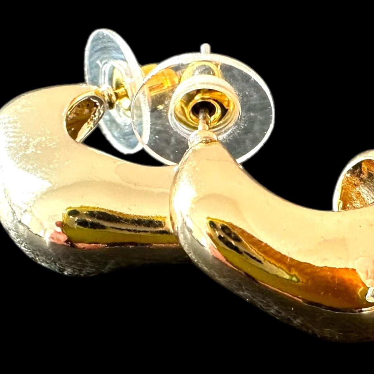 Gold Tone Chunky Hoop Earrings Vintage Style