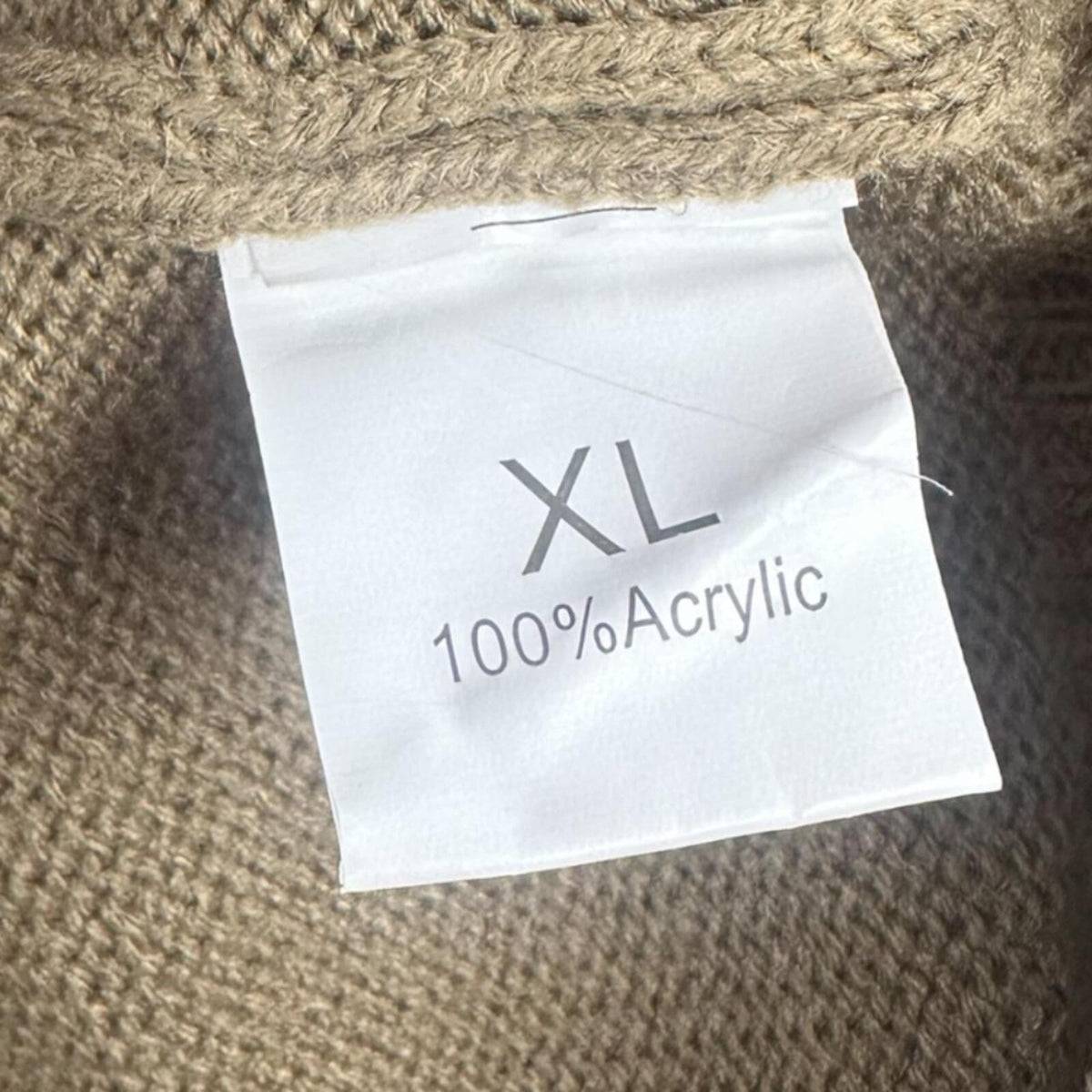 Tan Nordic Style Sweater Crewneck Geometric Pattern Knit Pullover