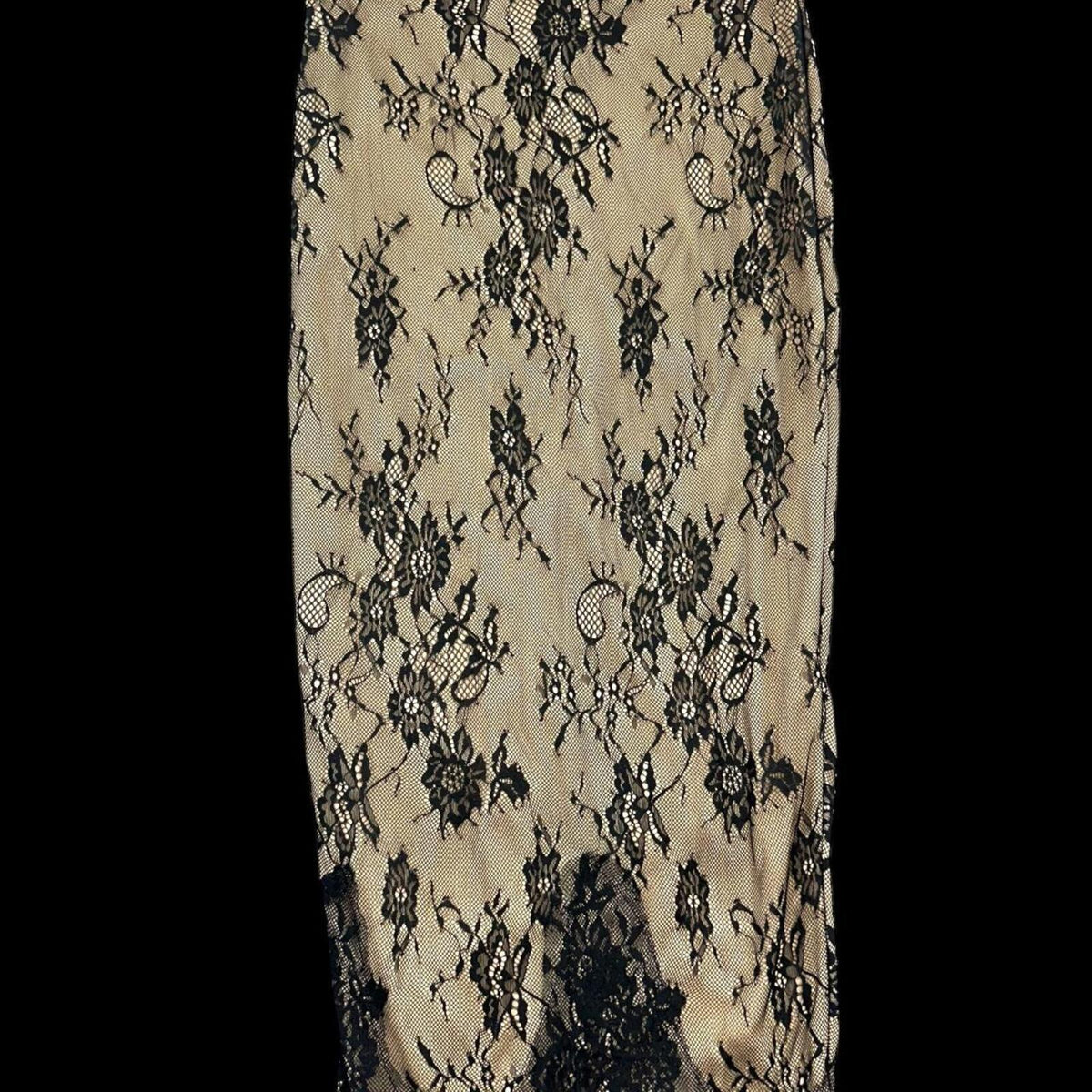 Evening Chantilly Lace Maxi Skirt Cream and Black Elegant Avant