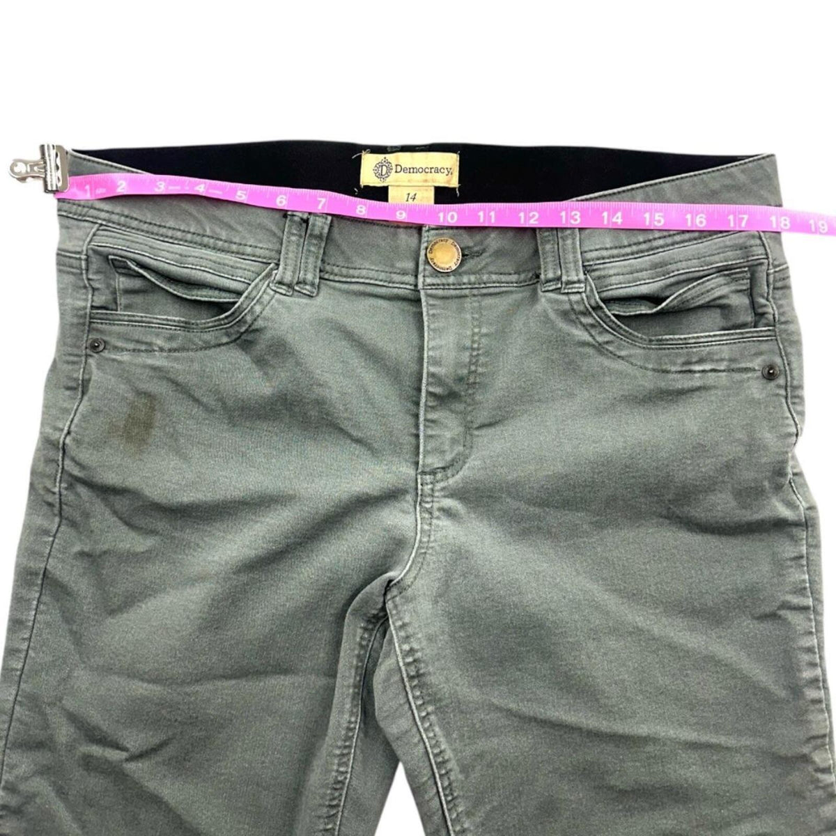 Democracy Absolution Skinny Jeans in Sage Green Y2K Indie Bohemian