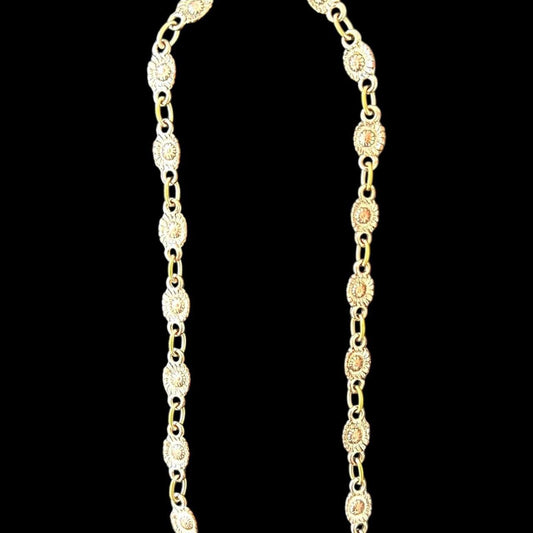 Vintage Gold Tone Daisy Link Chain Necklace