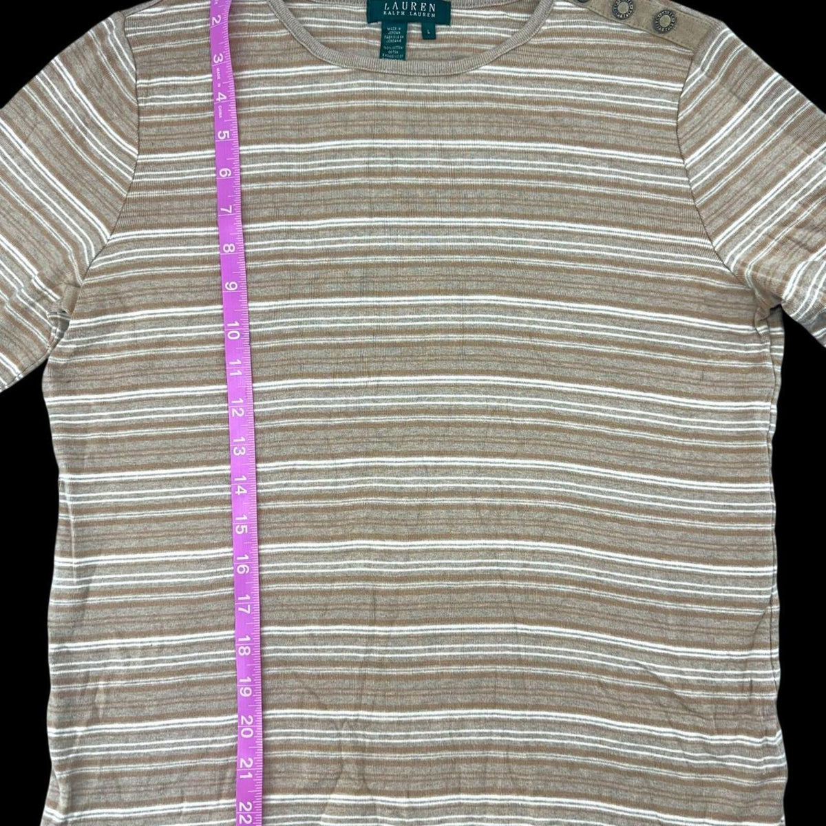 Lauren Ralph Lauren Vintage Striped Long Sleeve Top Brown Tan