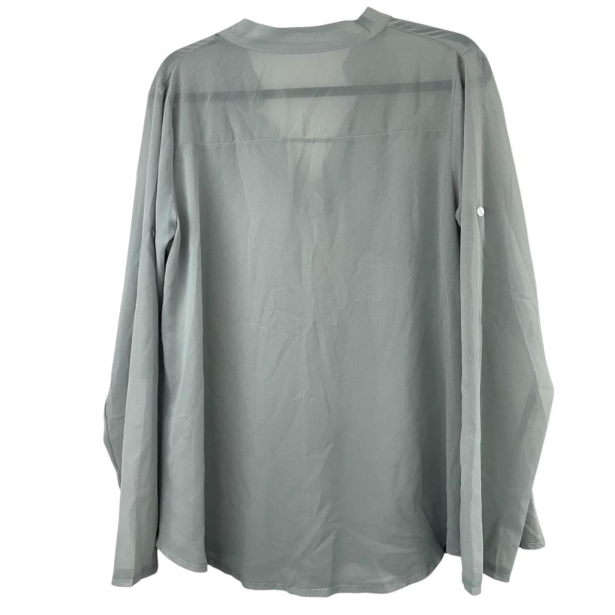 Light Gray Sheer Long Sleeve Blouse Casual Minimalist Tunic