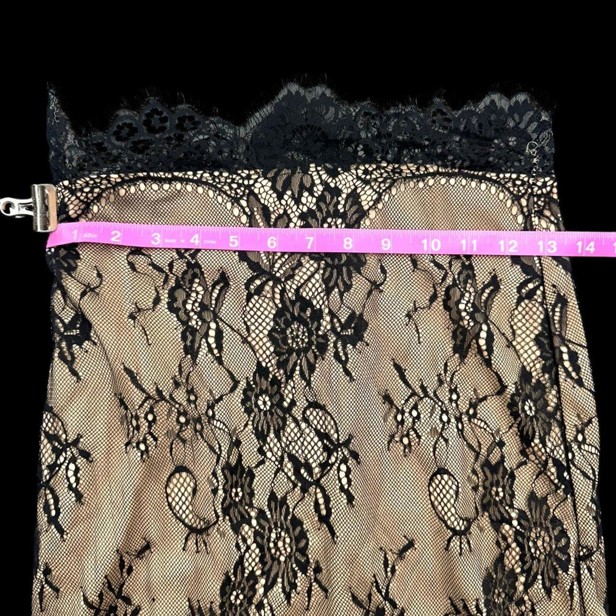 Evening Chantilly Lace Maxi Skirt Cream and Black Elegant Avant
