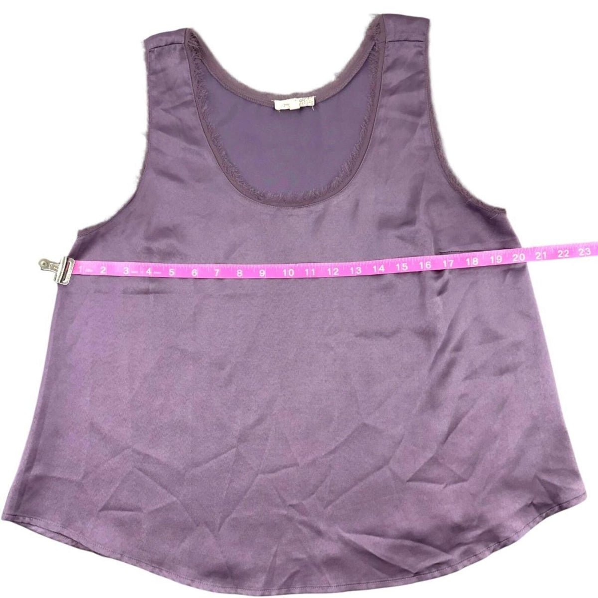 Mystree Purple Satin Tank Top with Raw Edge Mesh Trim Cozy Fairycore