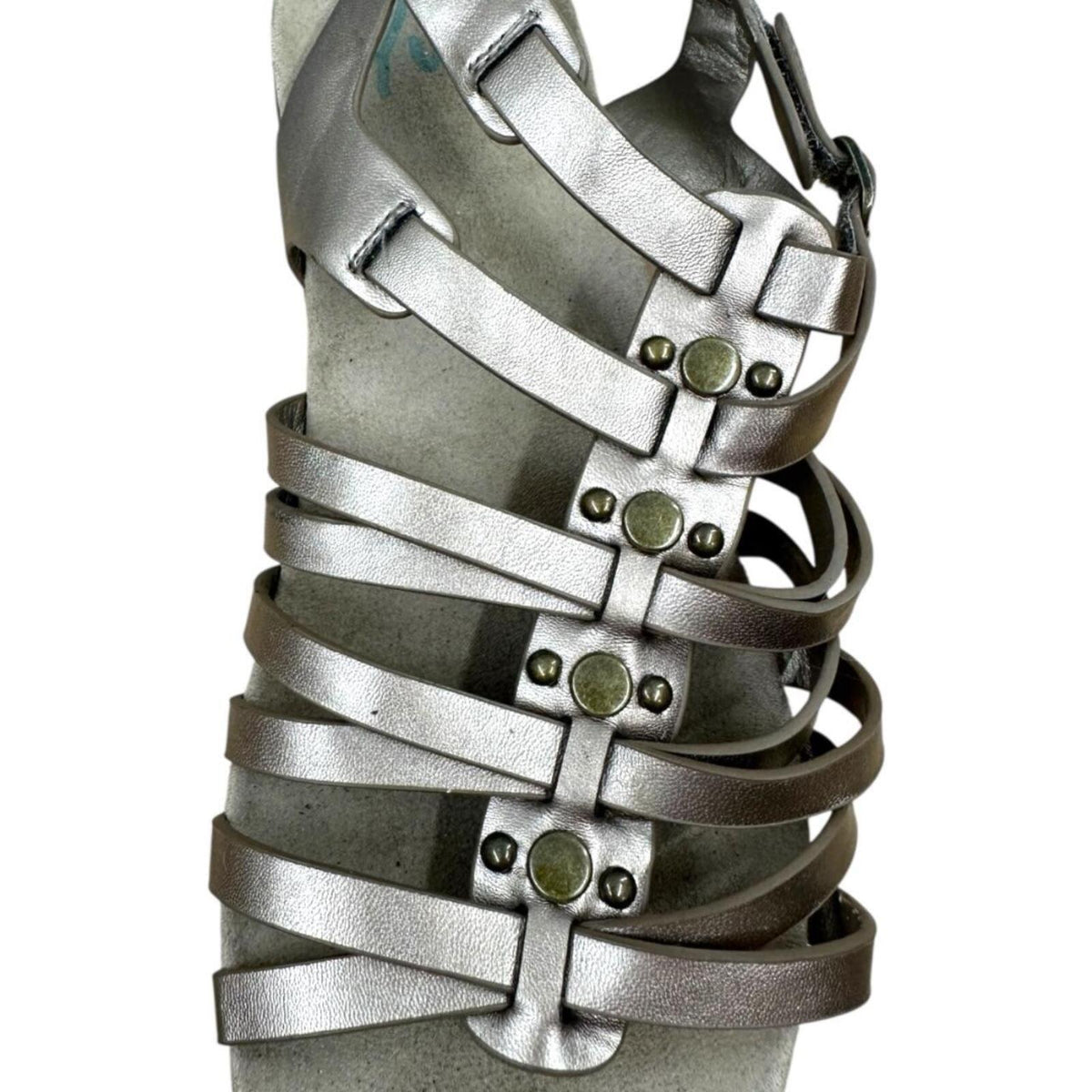 Yuu Strappy Gladiator Wedge Sandals Silver Gray Bohemian Fairy