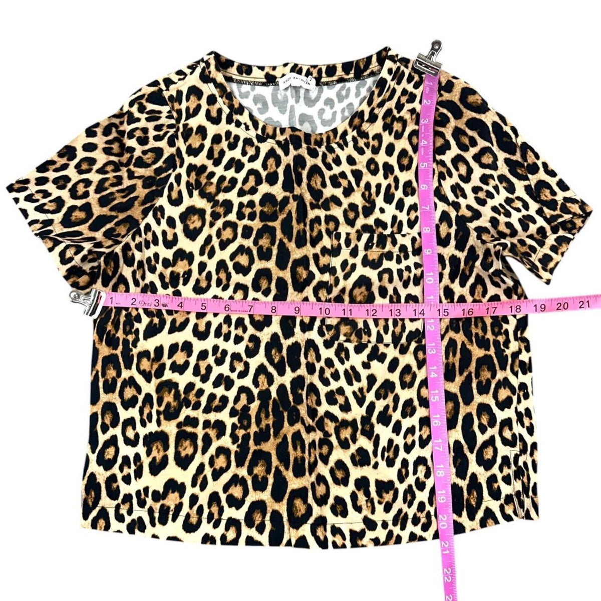 Good American Leopard Print Woven Pocket T Shirt