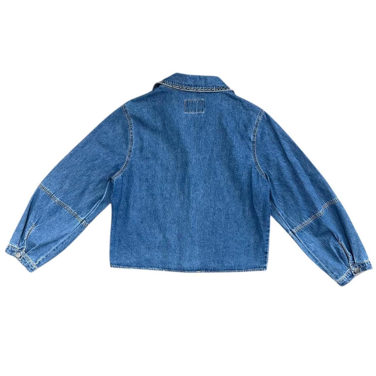 Velvet Heart Denim Cropped Jacket with Studded Details and Balloon Sleeves