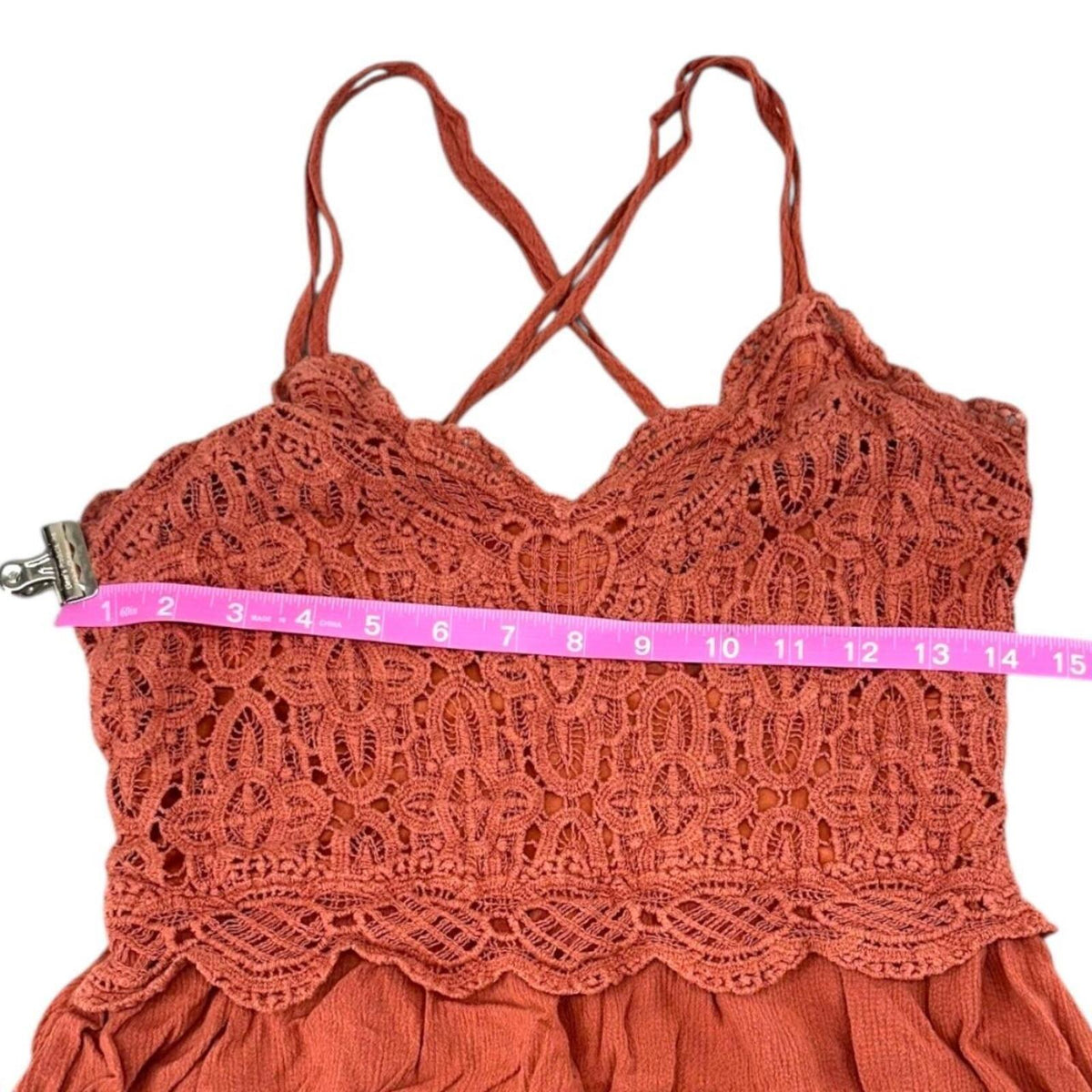 Maurices Crochet Peplum Cami Tank Top Orange Bohemian Cottage