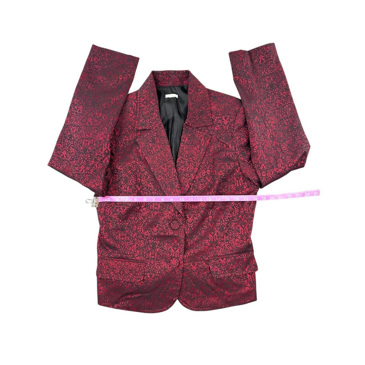 Apt. 9 Red and Burgundy Damask Print Blazer Retro Glam Whimsigoth