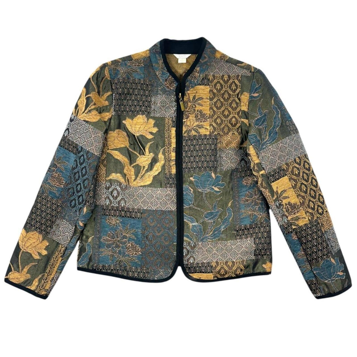 Christopher & Banks Floral Tapestry Zip Jacket Bohemian Y2K Indie