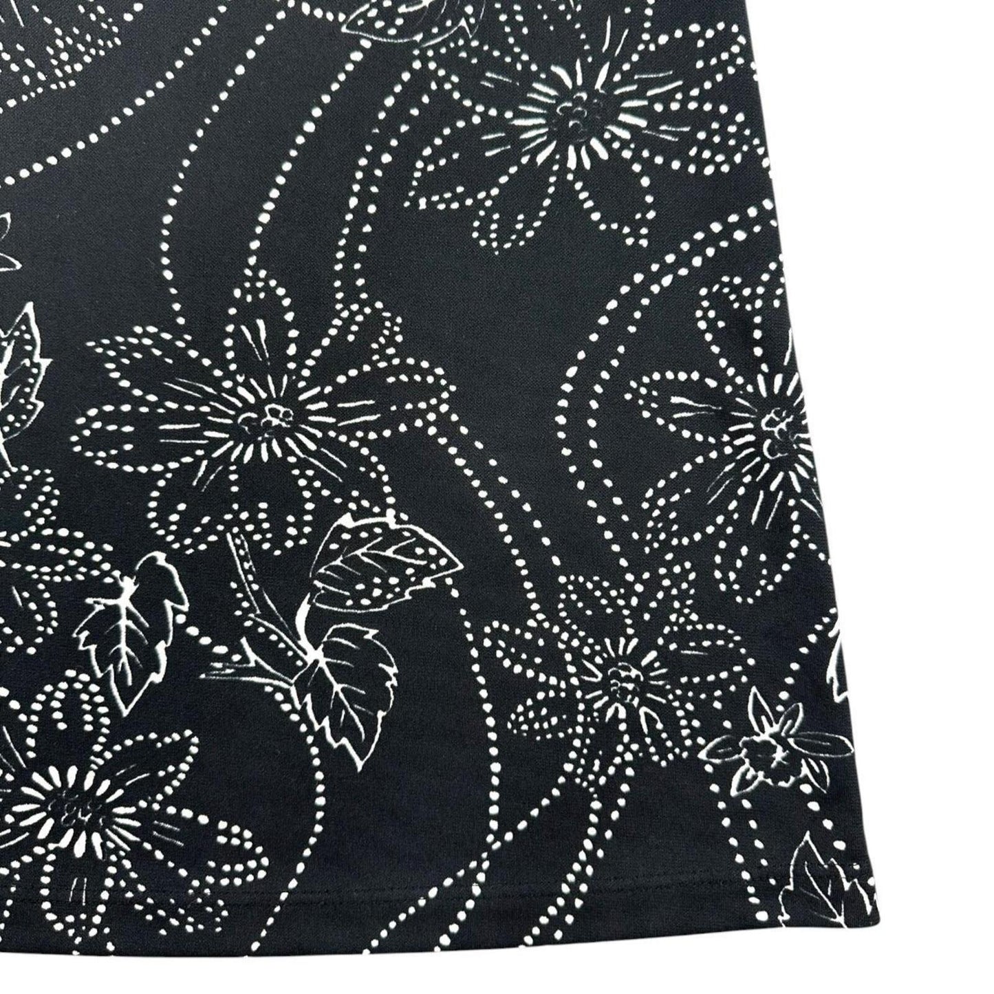 New York & Company Vintage 90s Black & White Floral Dotted A Line Midi Skirt Y2K