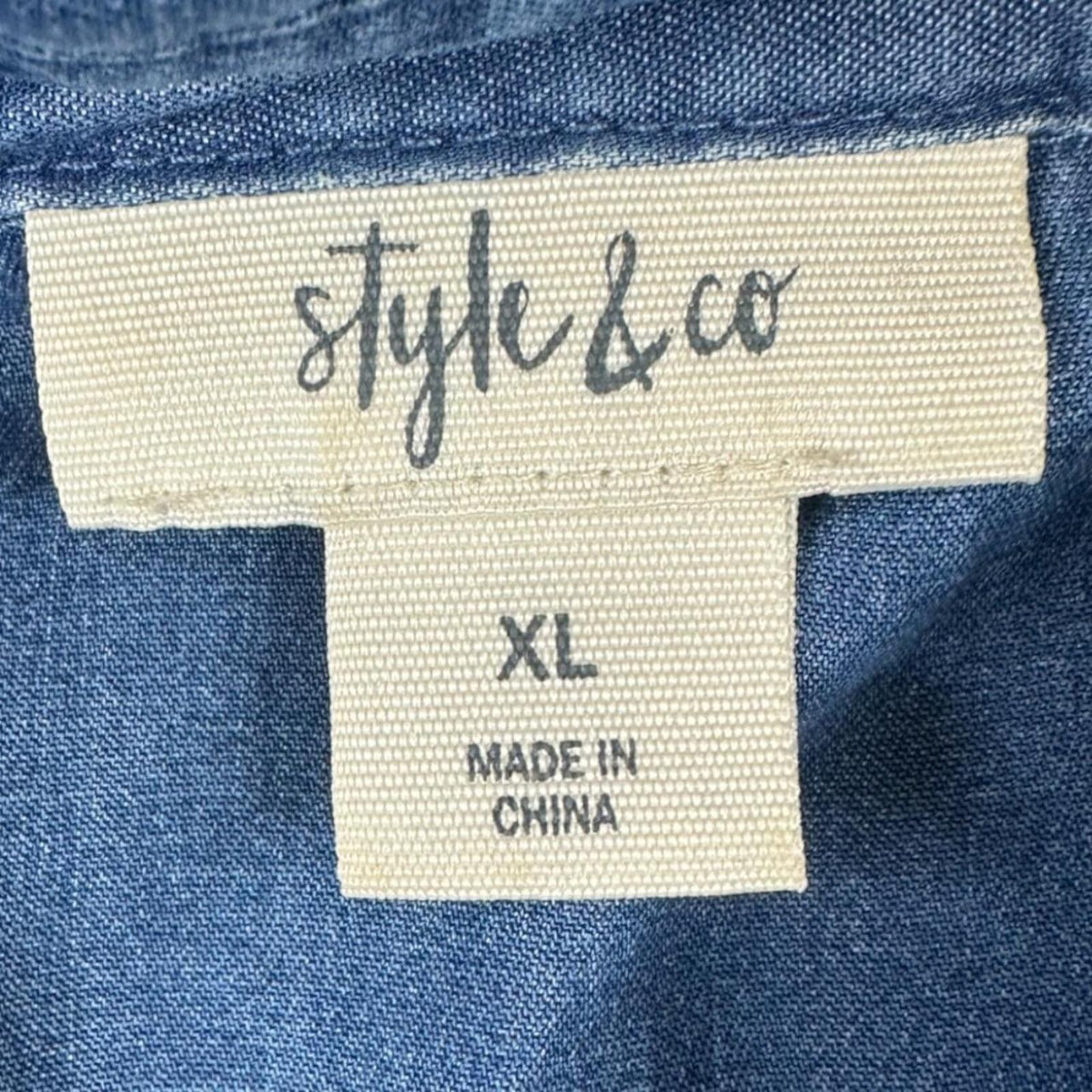 Style & Co Sleeveless Denim Chambray Shirt Dress Blue Navy Casual Bohemian