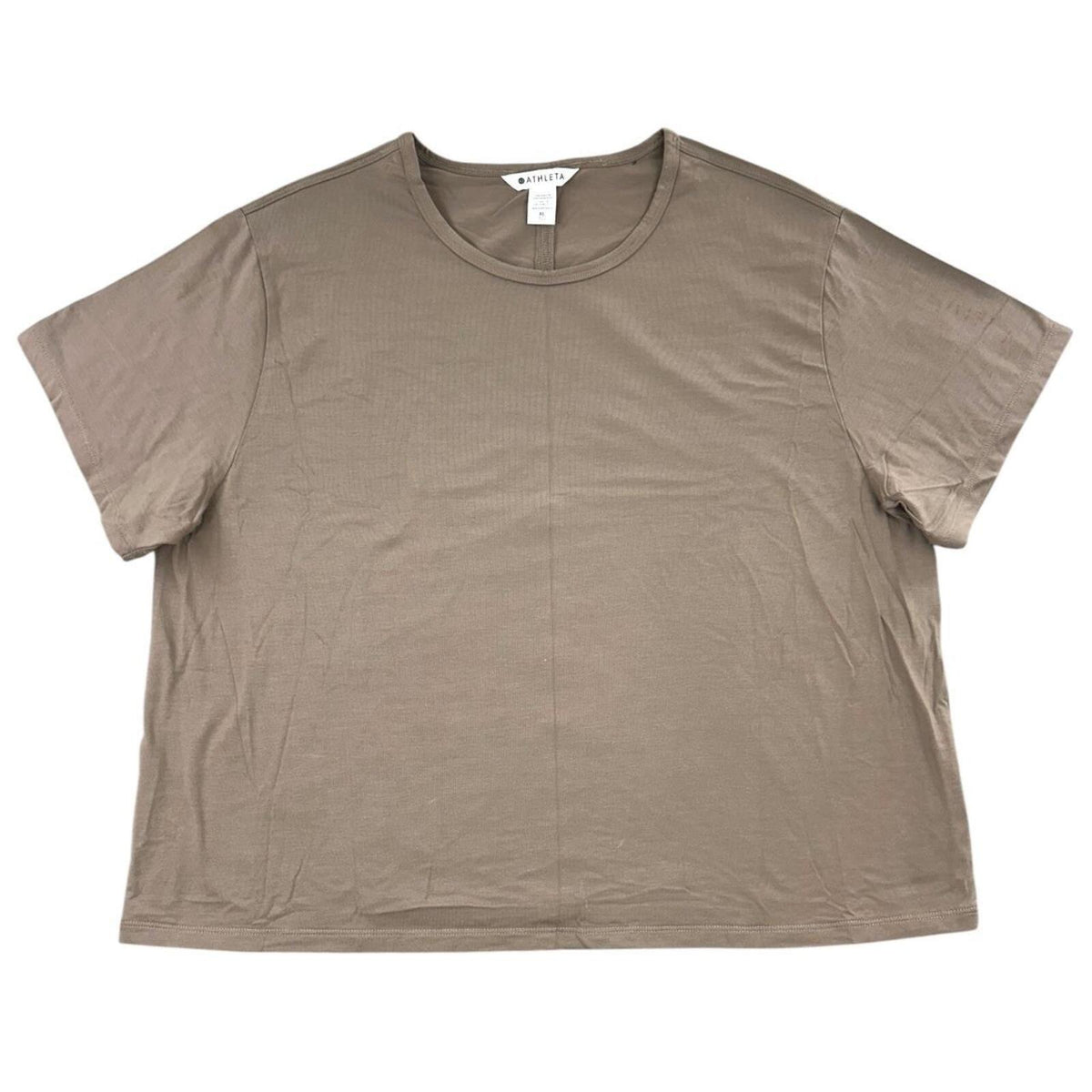 Athleta Boxy Crop Top Brown Tan Clean Girl Aesthetic Minimalist Sporty Casual