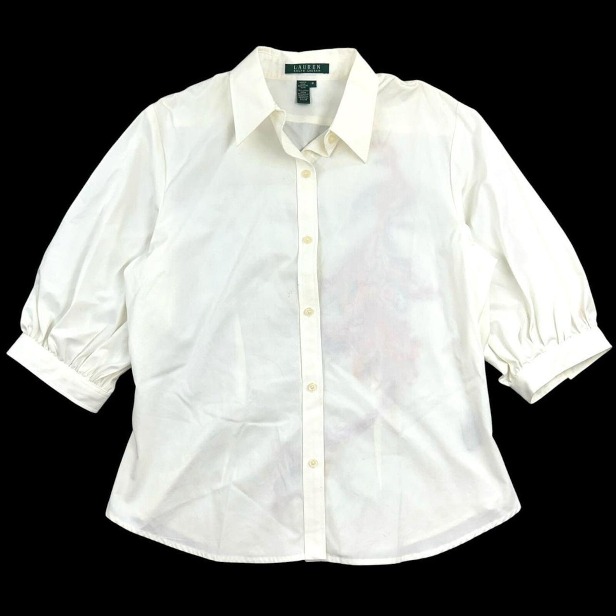 Lauren Ralph Lauren White Cotton Blouse with Vibrant Peacock Embroidery Boho Y2K
