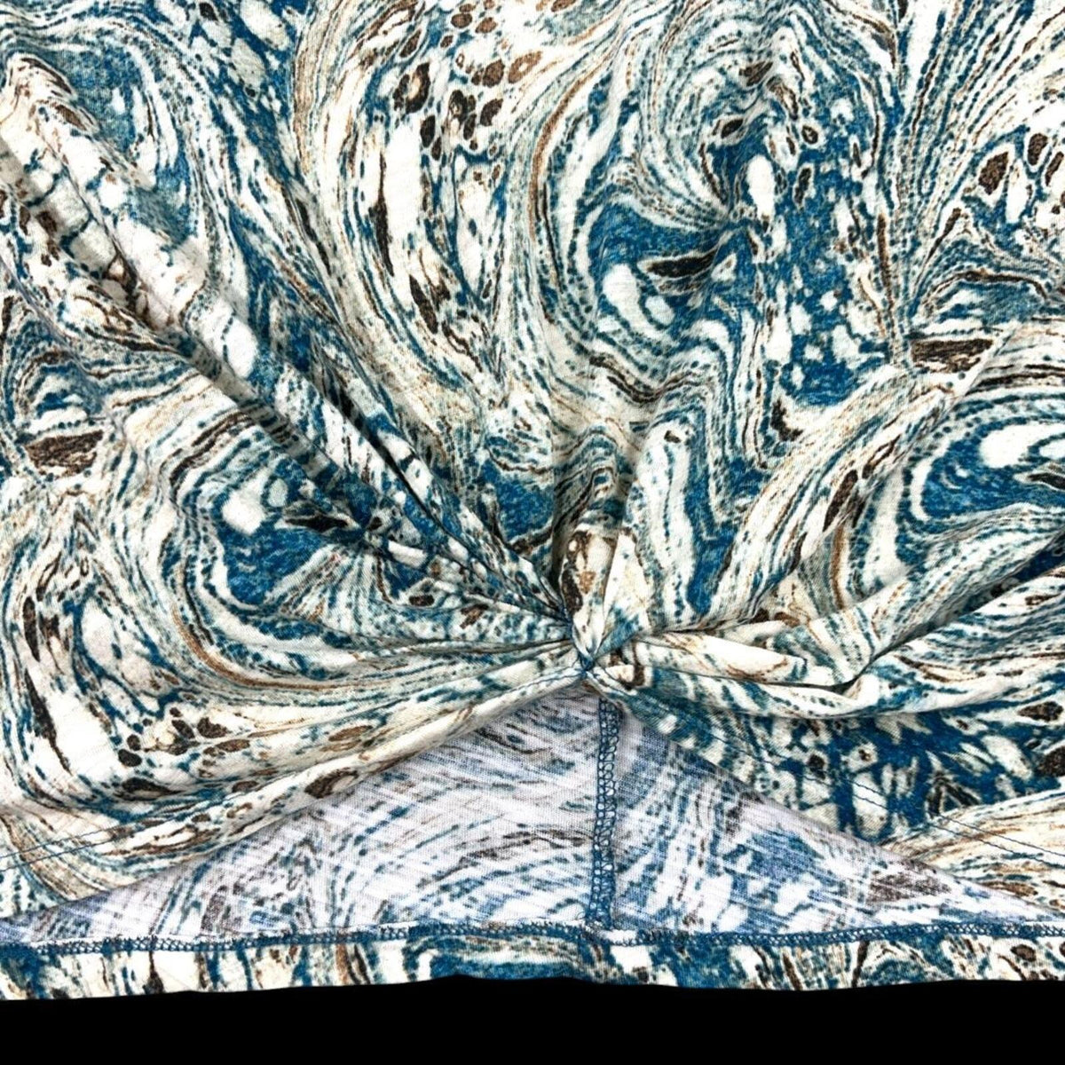 Y2K Psychedelic Liverpool Los Angeles Teal Marbled Swirl Twist Front Tee