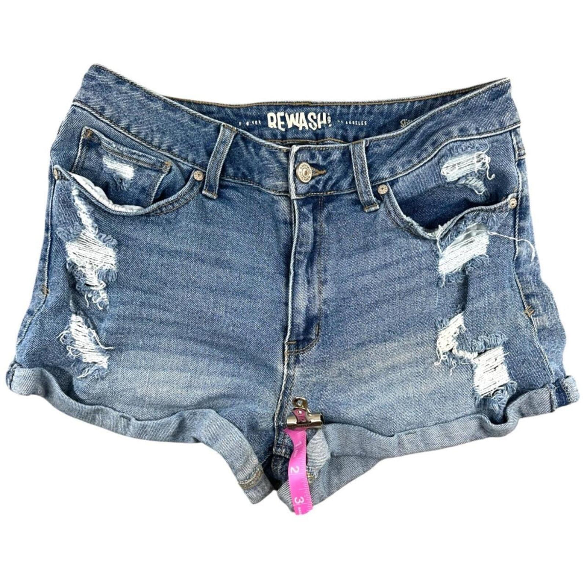 Rewash Los Angeles Distressed Denim Shorts Light Blue Y2K Skater Bohemian