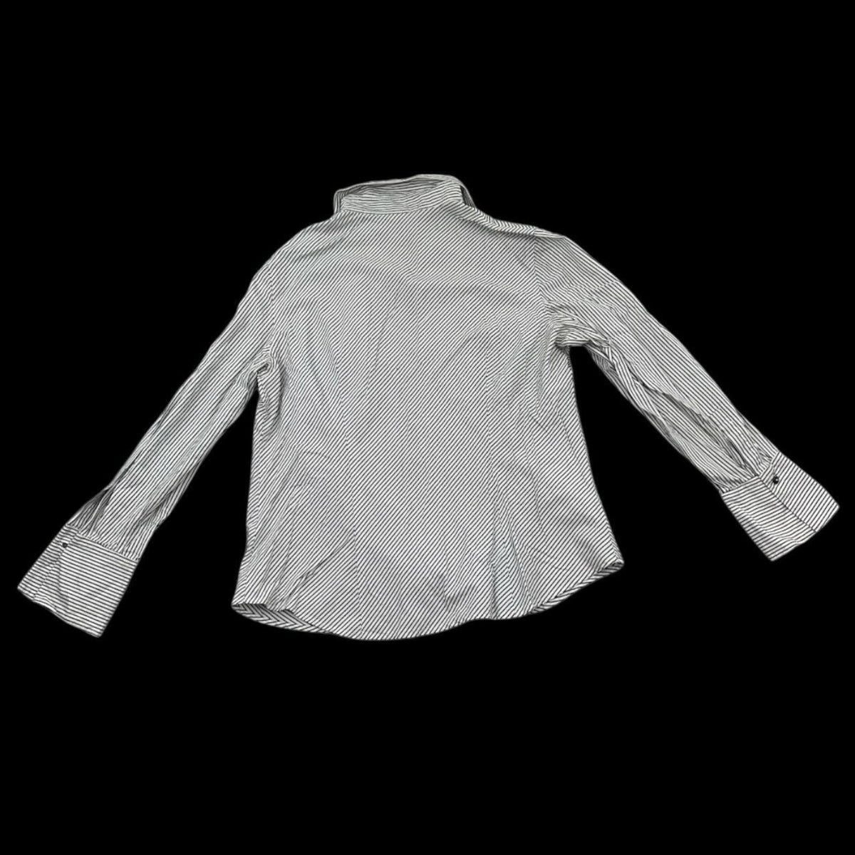 Vintage Edward Black and White Striped Cotton Shirt Classic Preppy Button Up