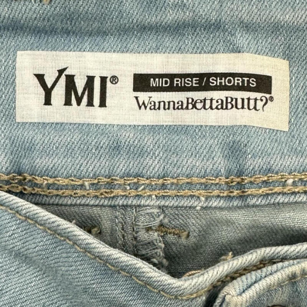 YMI Jeans Light Wash Distressed Denim Shorts Mid Rise WannaBettaButt