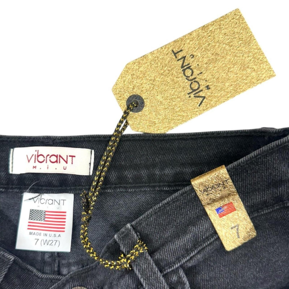 NWT Vibrant M.I.U. High Rise Distressed Mom Jeans Black Wash