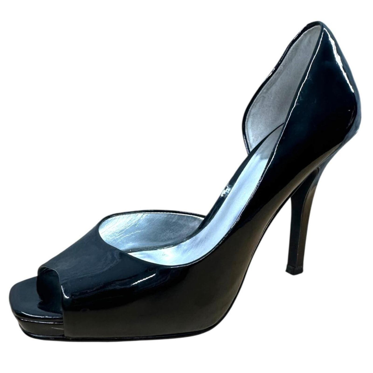 Mossimo Black Patent Leather Peep Toe Pumps Stiletto Heels Elegant