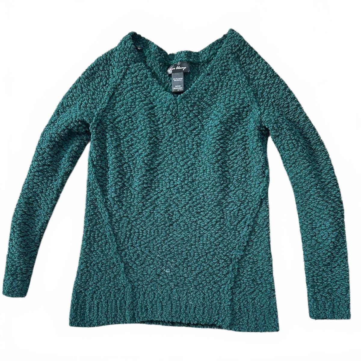 Love Always Teal Green Sweater Casual Indie Preppy Cozy Knit Pullover Relaxed