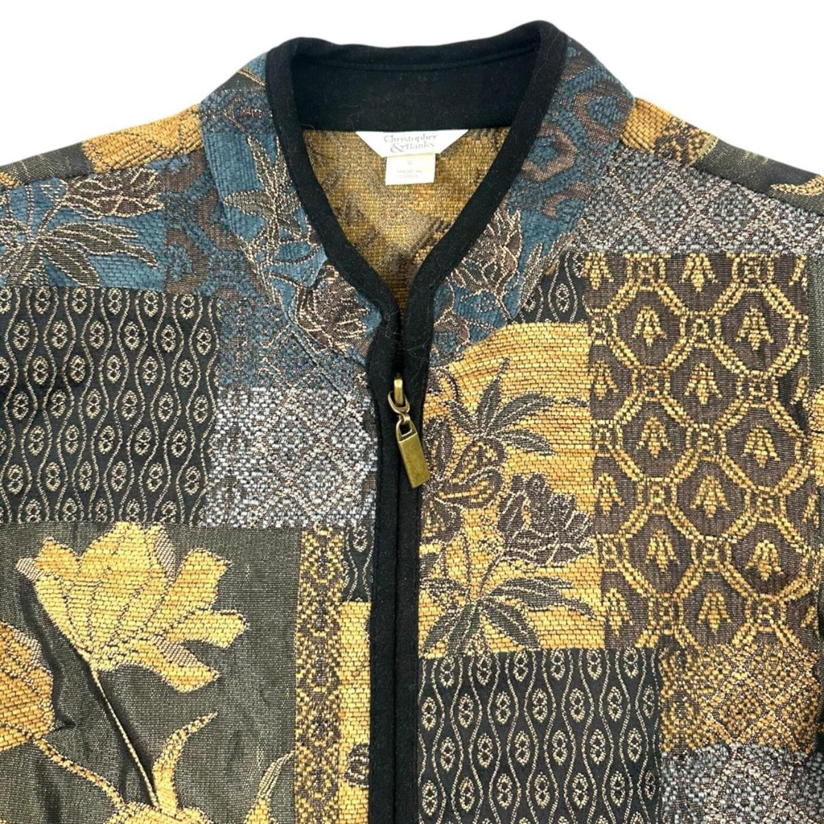 Christopher & Banks Floral Tapestry Zip Jacket Bohemian Y2K Indie