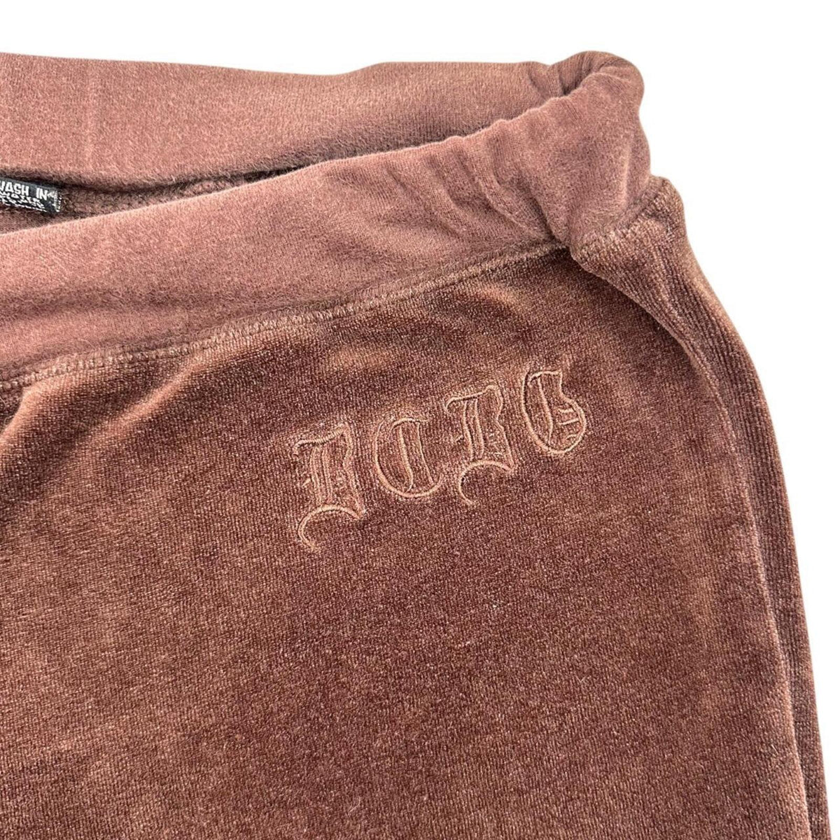 BCBGMAXAZRIA Chocolate Brown Velour Wide Leg Track Pants Y2K Loungewear Retro