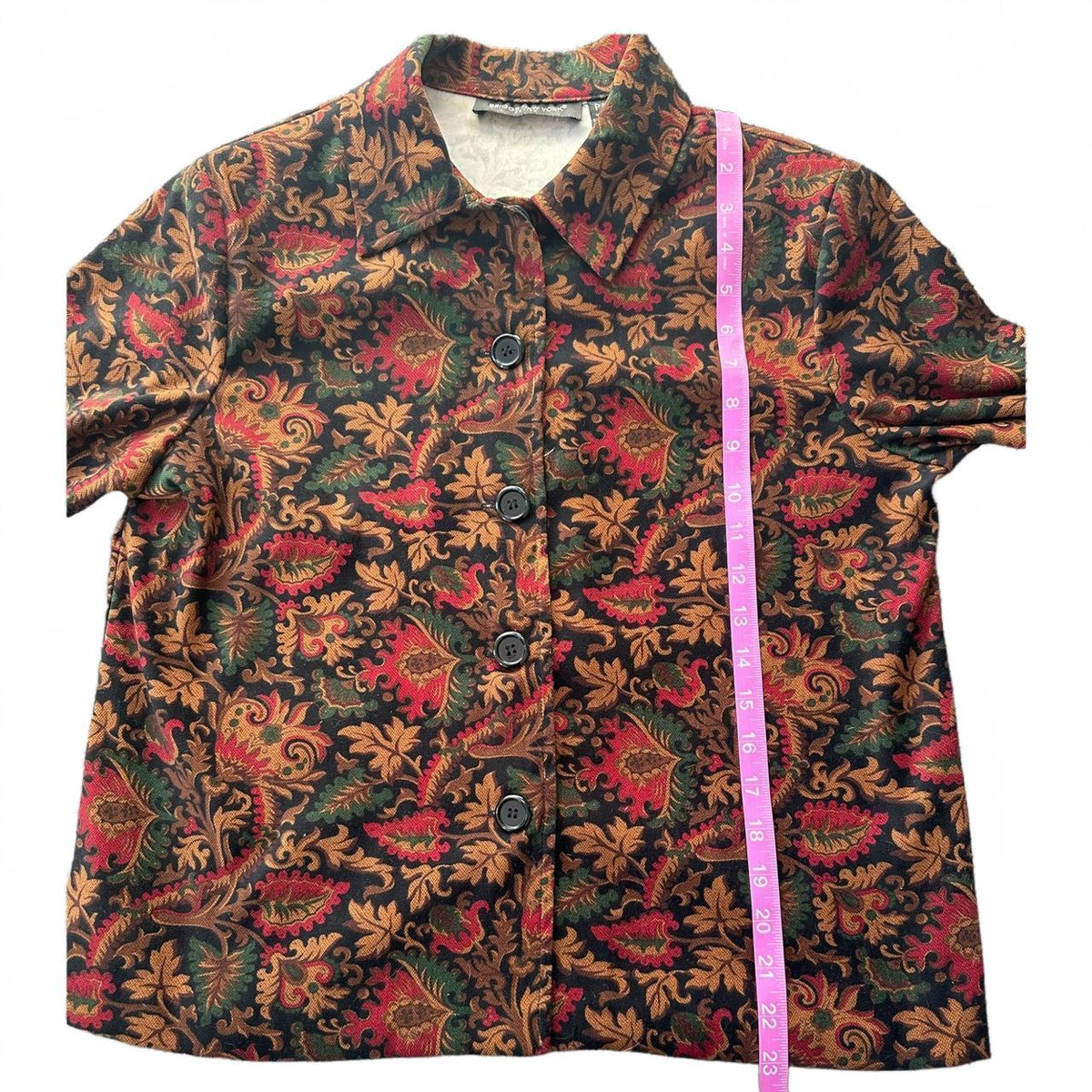 Briggs New York Vintage Black Red Green Paisley Button Up Shacket Jacket Punk