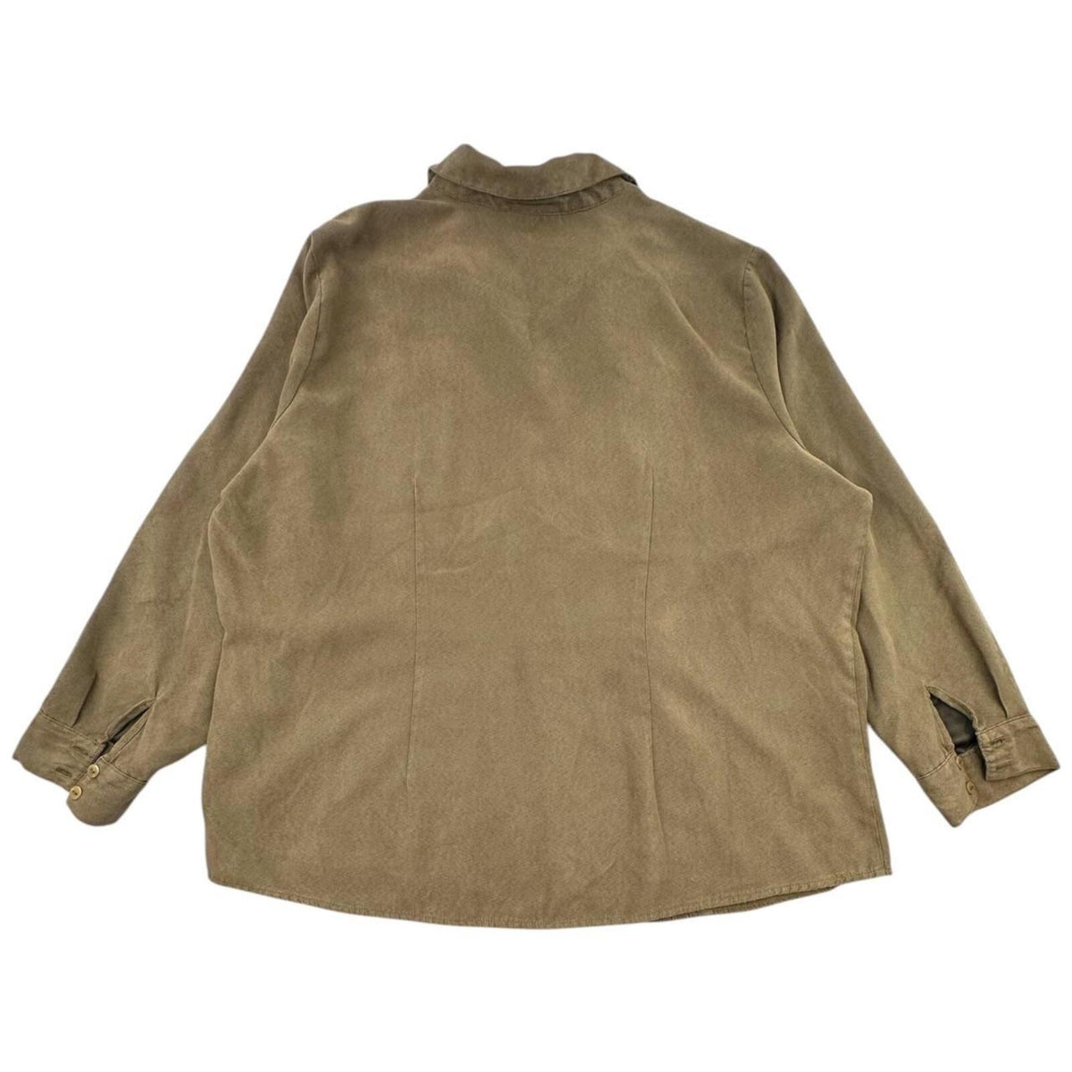 Lemon Grass Studio Faux Suede Button Up Shirt with Pintuck Detail Brown