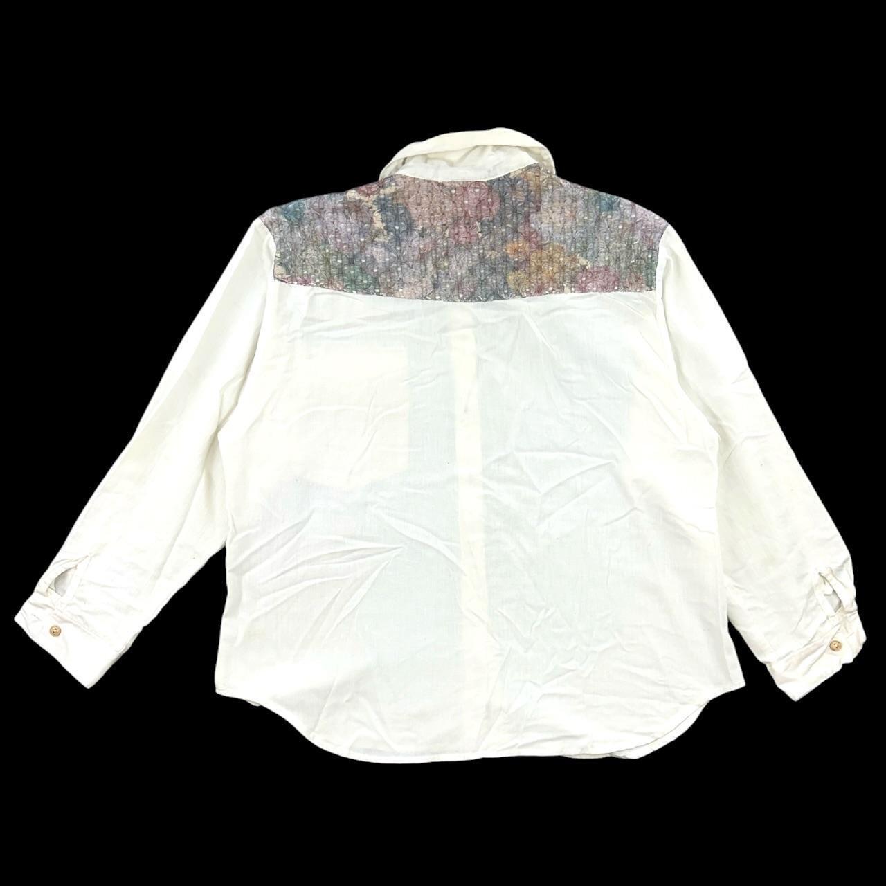 Vintage Tap & Co. Western Button Down Shirt Cream Cotton with Aztec Patchwork