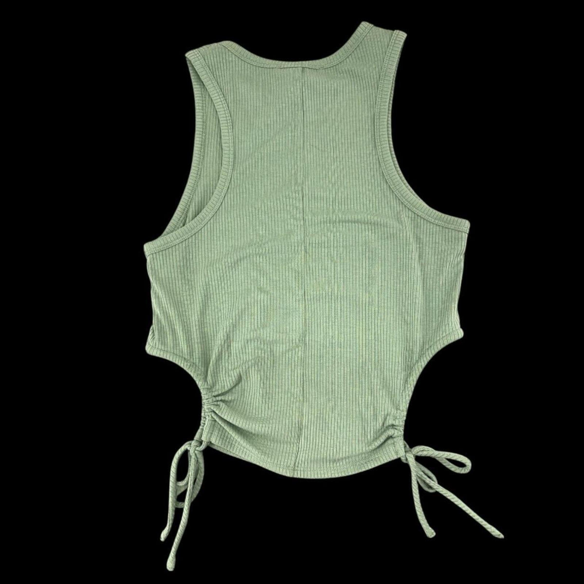 FOREVER 21 Sage Green Ribbed Tank Top with Adjustable Side Ties Y2K Preppy
