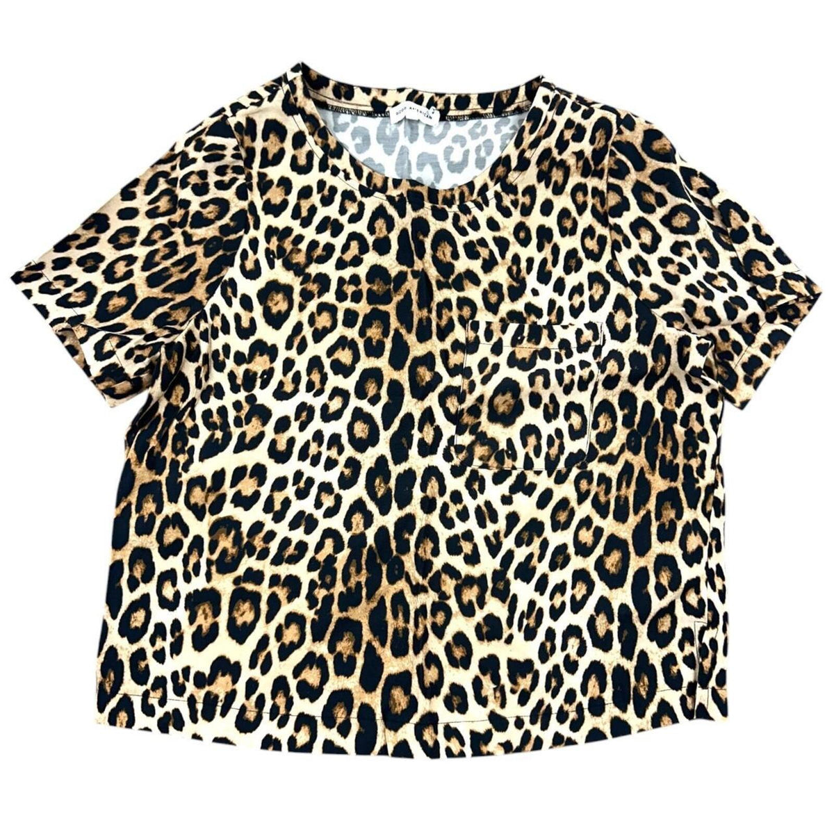 Good American Leopard Print Woven Pocket T Shirt