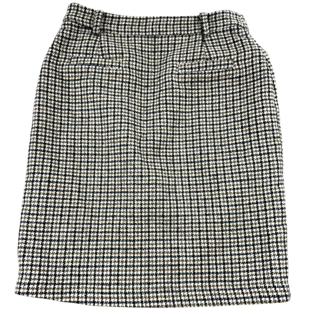Roocool Black and Tan Houndstooth Mini Skirt with Front Pockets and Slit