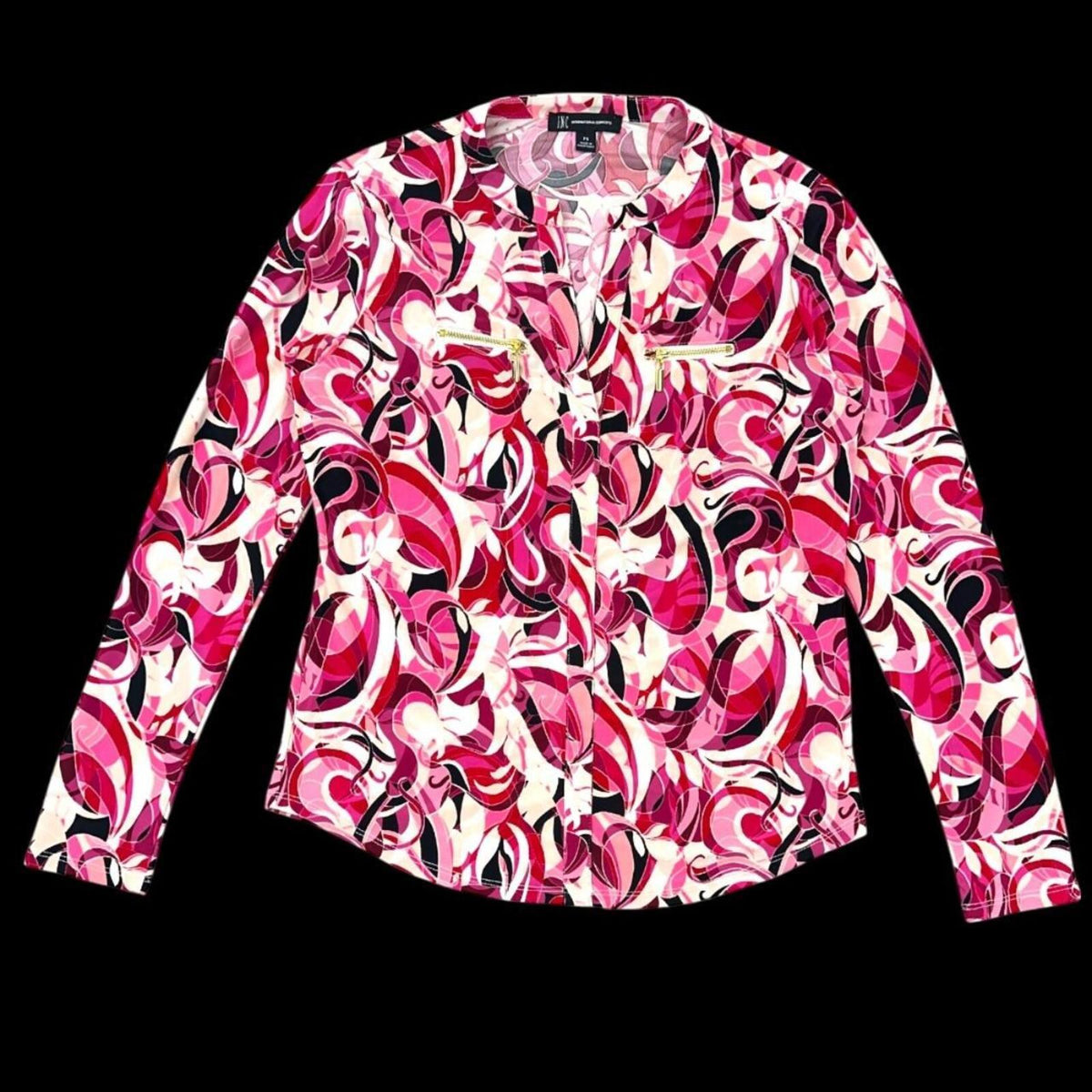 INC International Concepts Printed Zip Pocket Top Pink